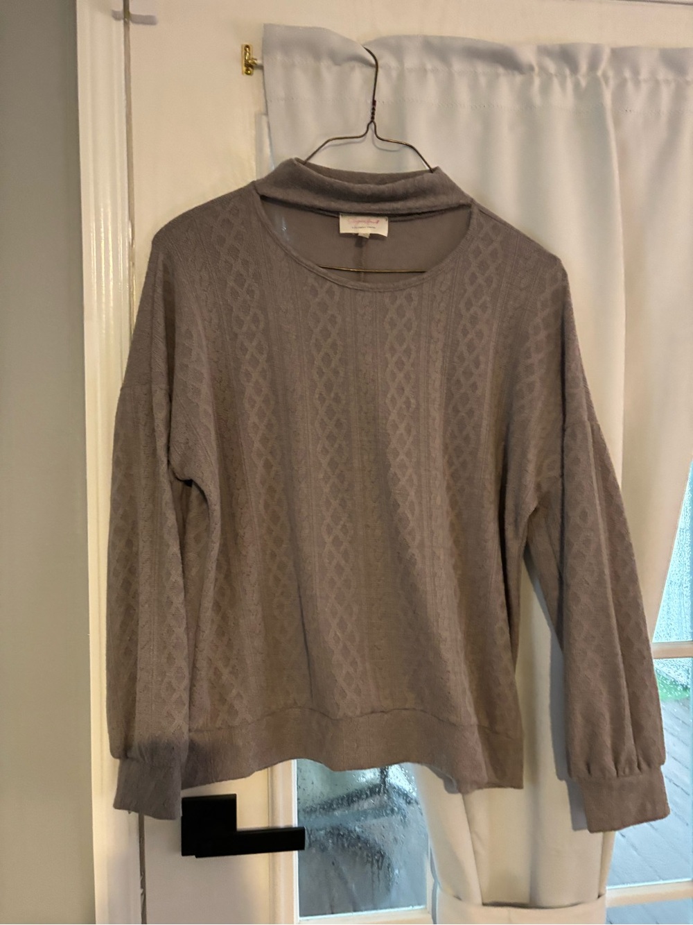 Taupe Textured Crewneck Sweater